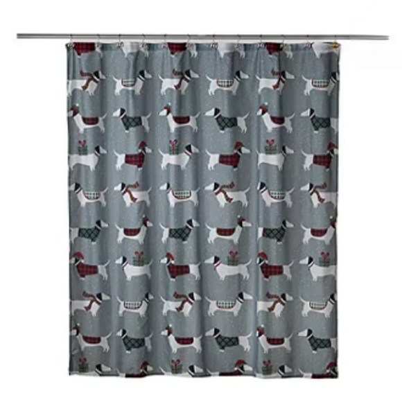🎅 Snow Many Dachshund's Shower Curtain Set 🐶 - Picture 2 of 5